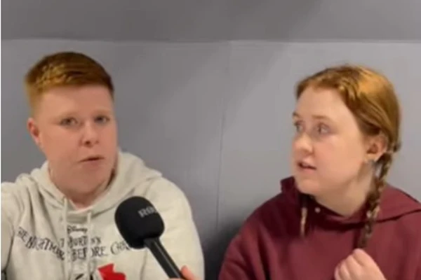 Two HNC Childhood Practice students from Glasgow Kelvin College, Brogan and Abbie, sitting together during an interview, holding a microphone and discussing their course. Two HNC Childhood Practice students from Glasgow Kelvin College, Brogan and Abbie, sitting together during an interview, holding a microphone and discussing their course.